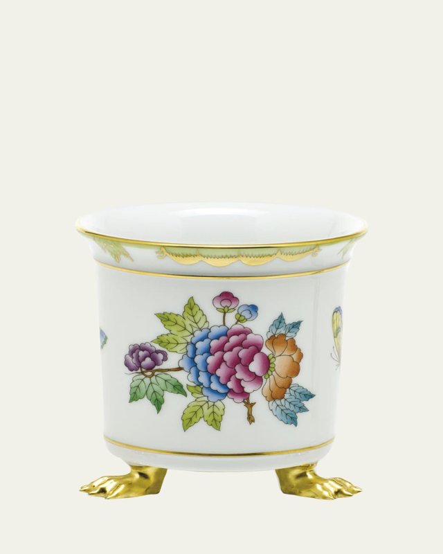 Queen Victoria Green Mini Cache Pot with Feet